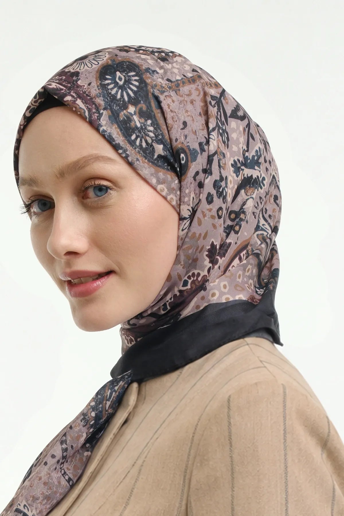 Antik Flora Desen Şal - Vizon - Görsel 4