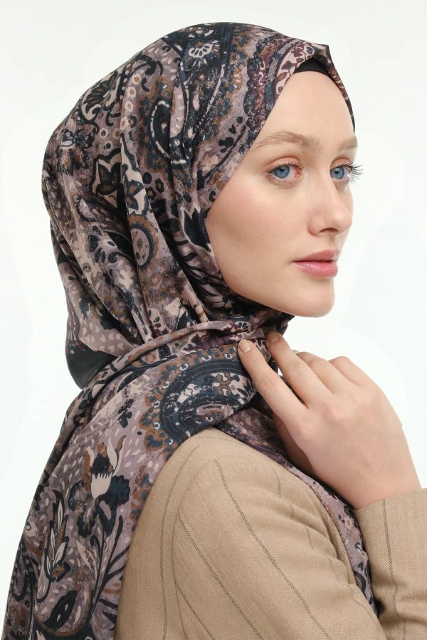 Antik Flora Desen Şal - Vizon
