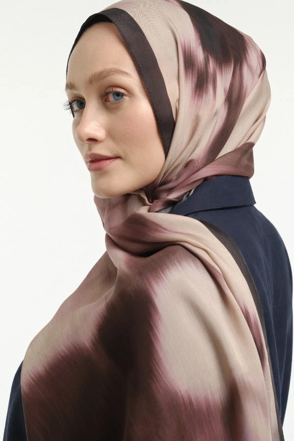 Fade Desenli Bej Bordo Şal