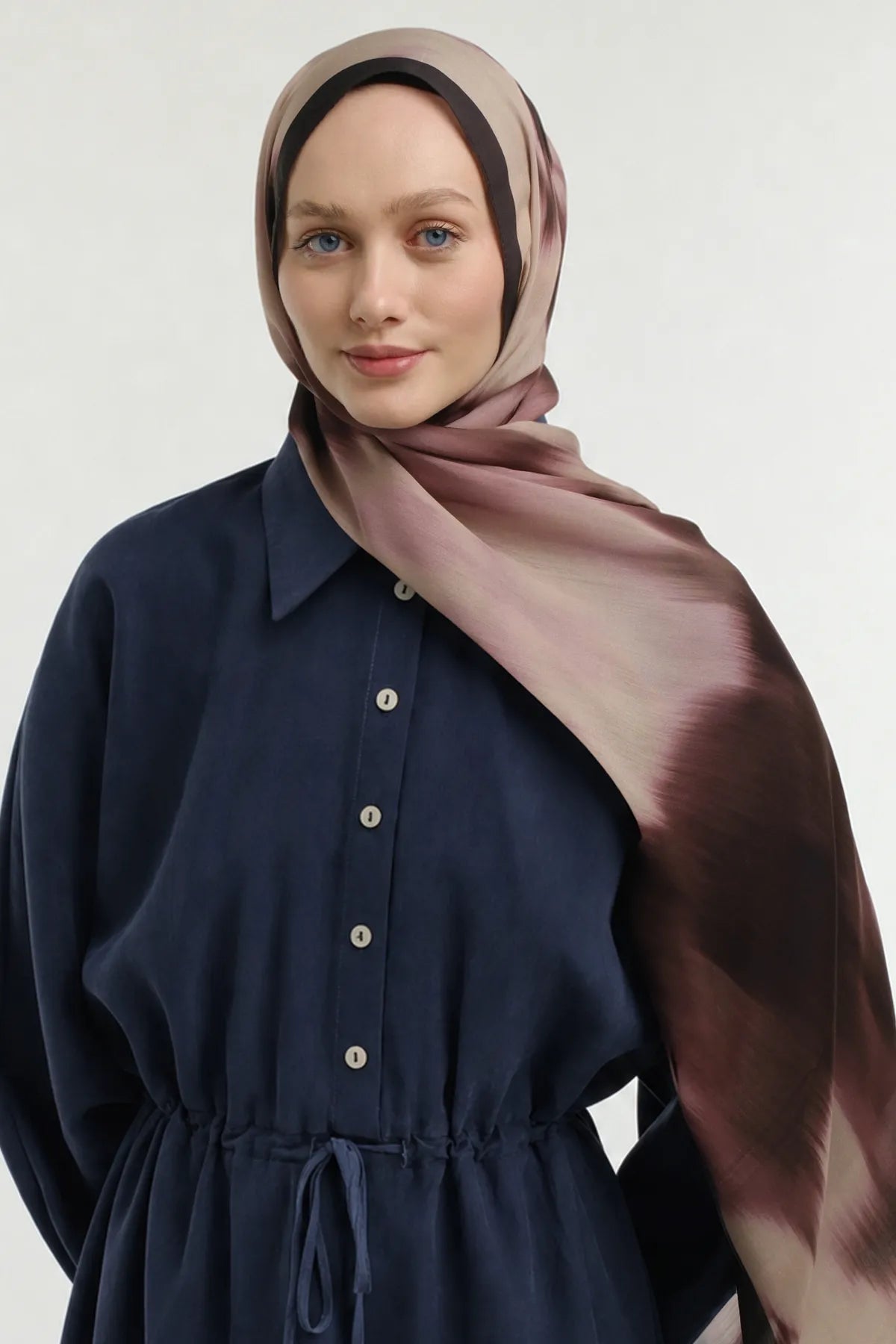 Fade Desenli Bej Bordo Şal - Görsel 5