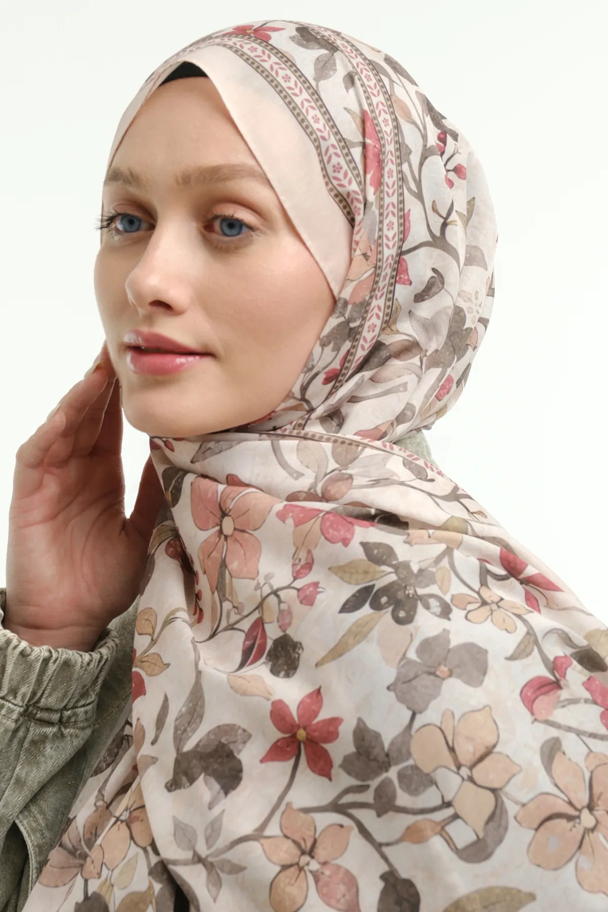 Floral Desen Şal - Krem - Görsel 2