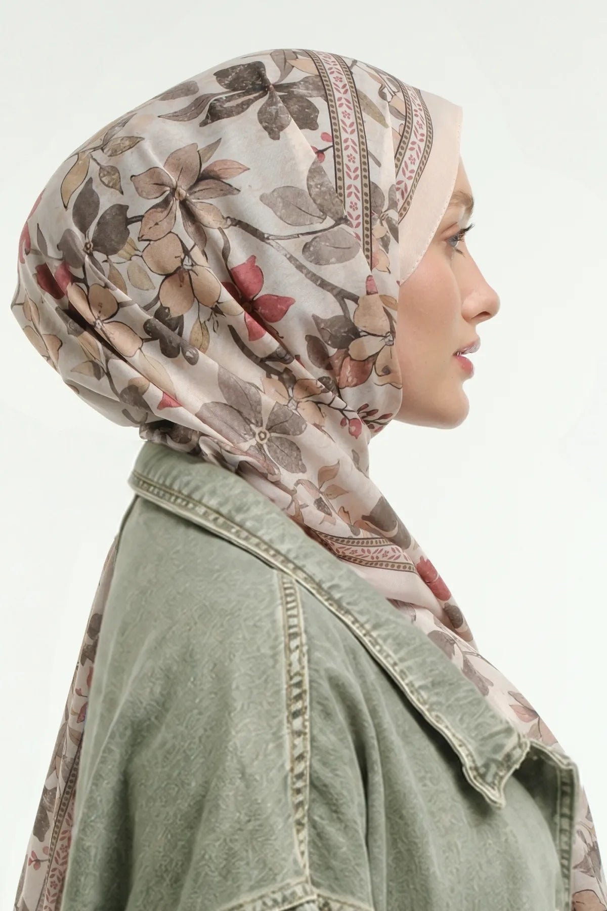 Floral Desen Şal - Krem - Görsel 3