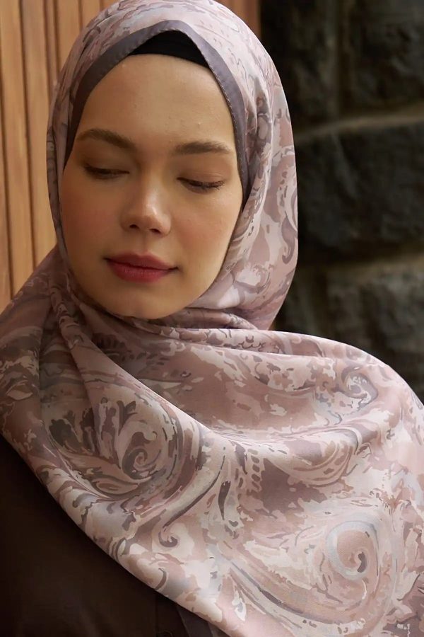 Botanik Desenli Pudra Şal
