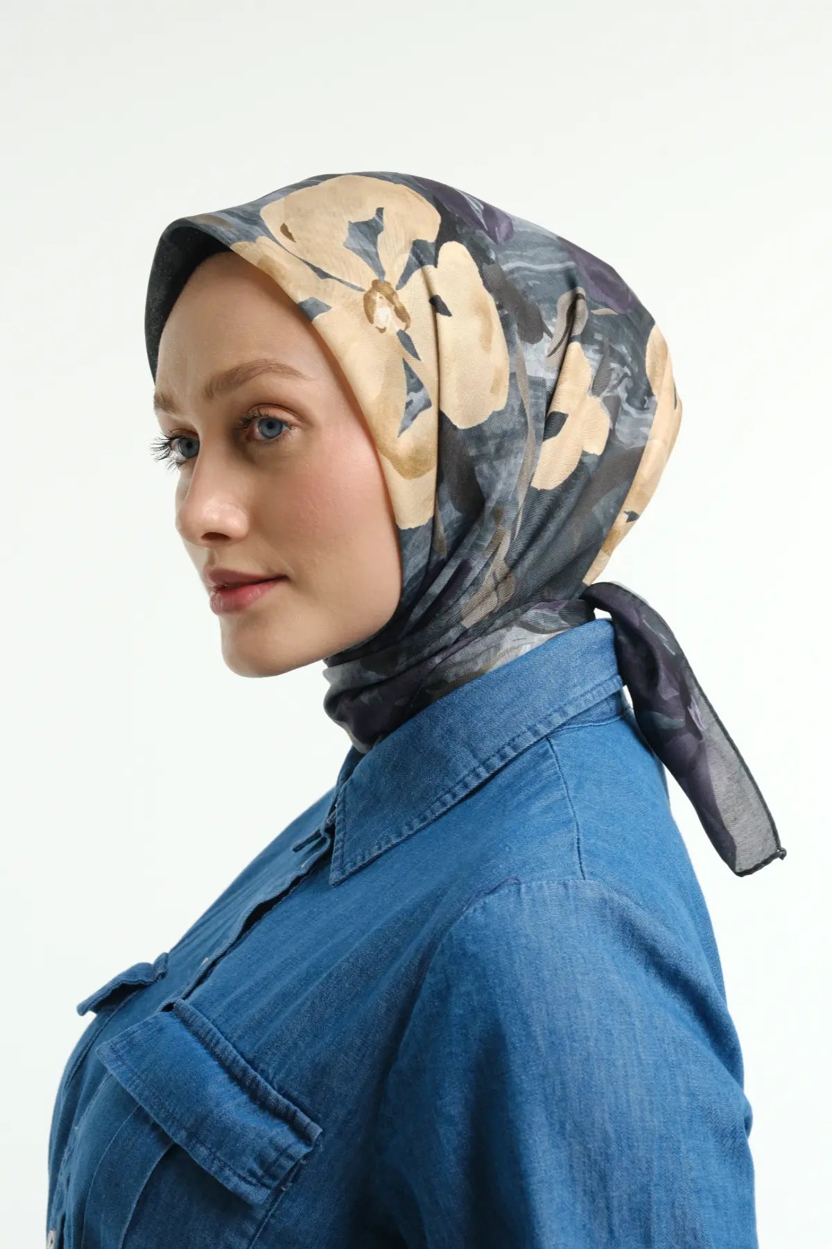 Laura Desenli Antik Haki Eşarp - Görsel 2