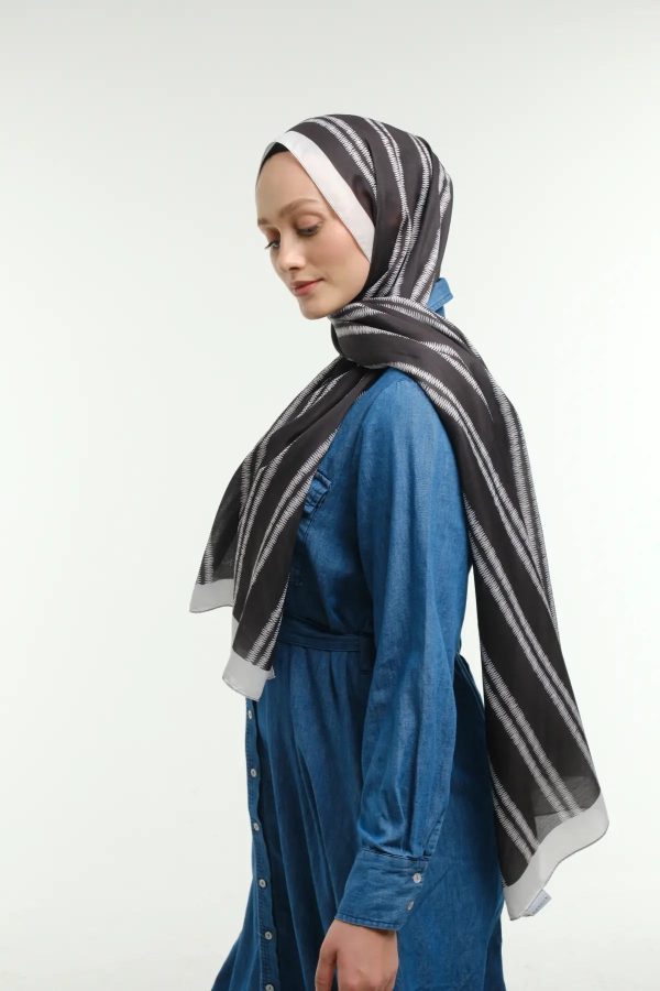 Line Desen Şal - Siyah