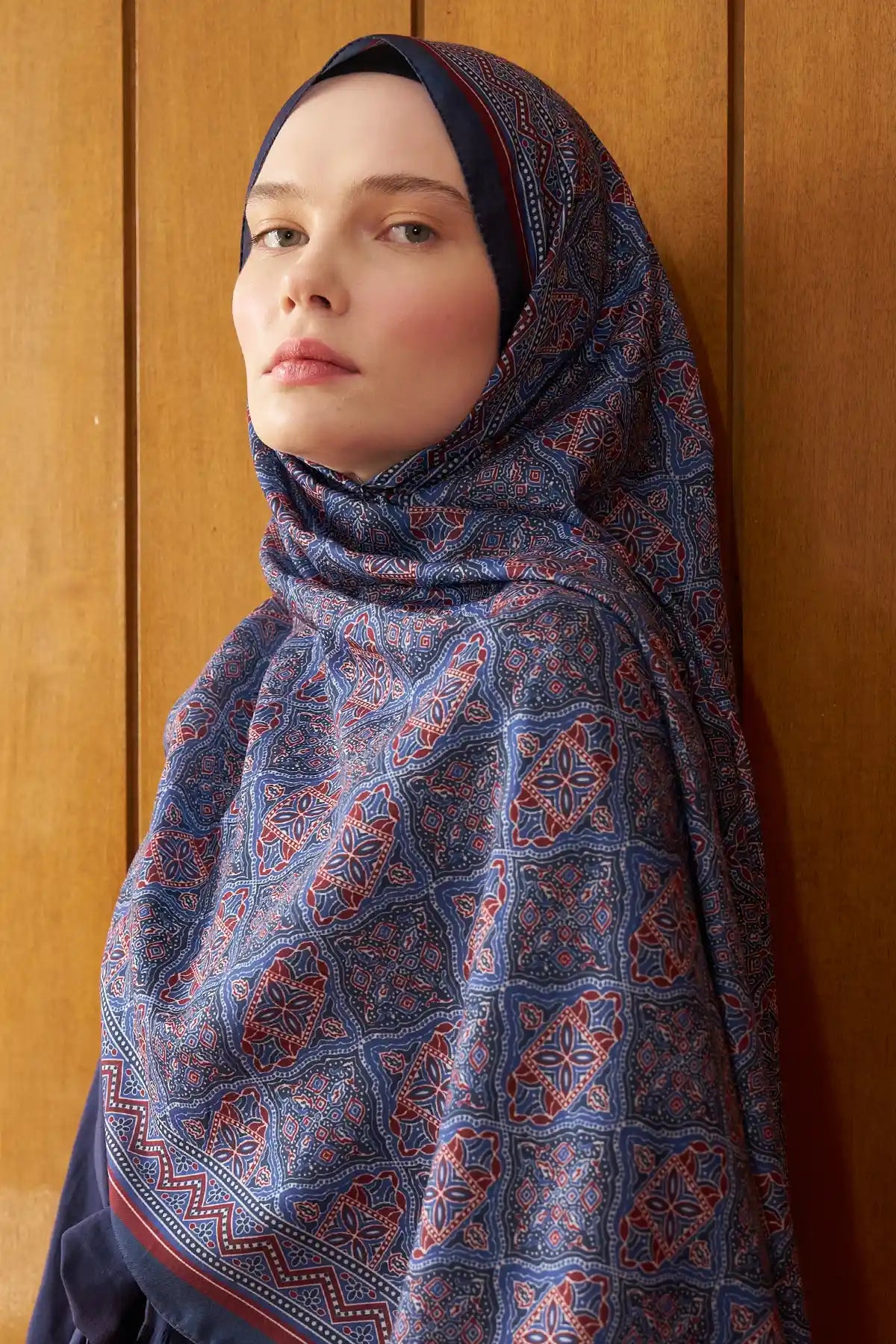 Motif Desenli Mavi Şal - Görsel 3