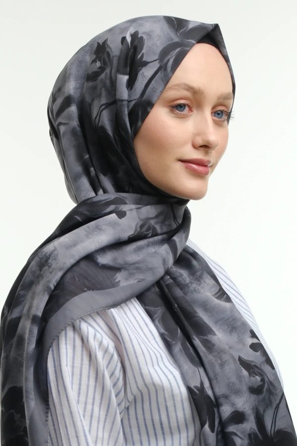 Peony Desen Şal - Gri