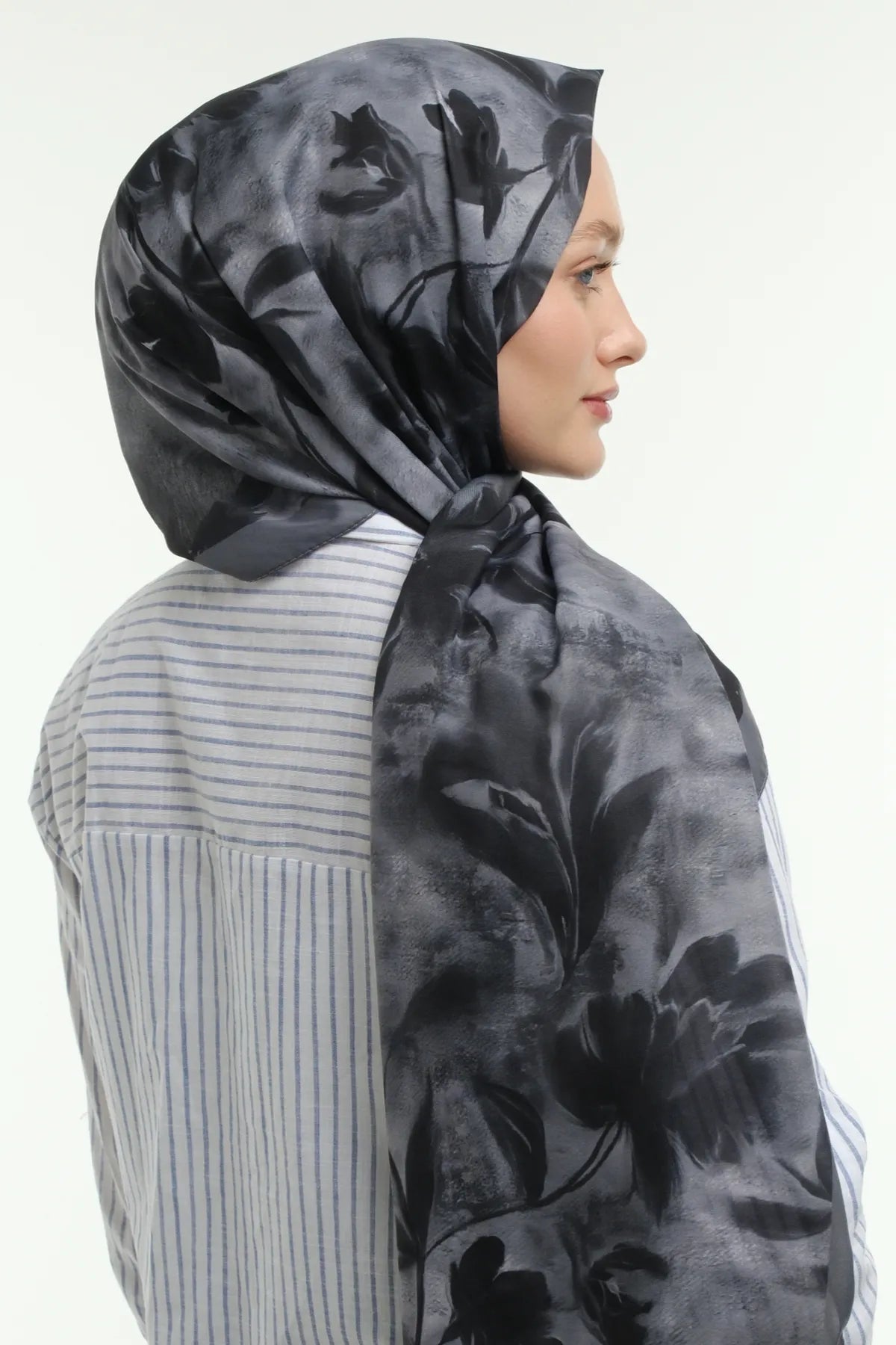 Peony Desen Şal - Gri - Görsel 4