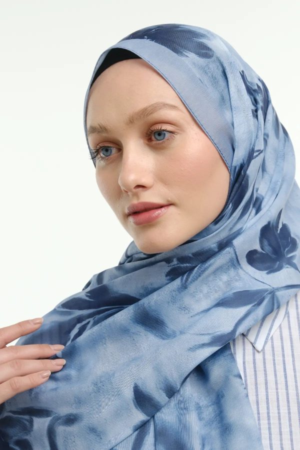 Peony Desen Şal - Mavi