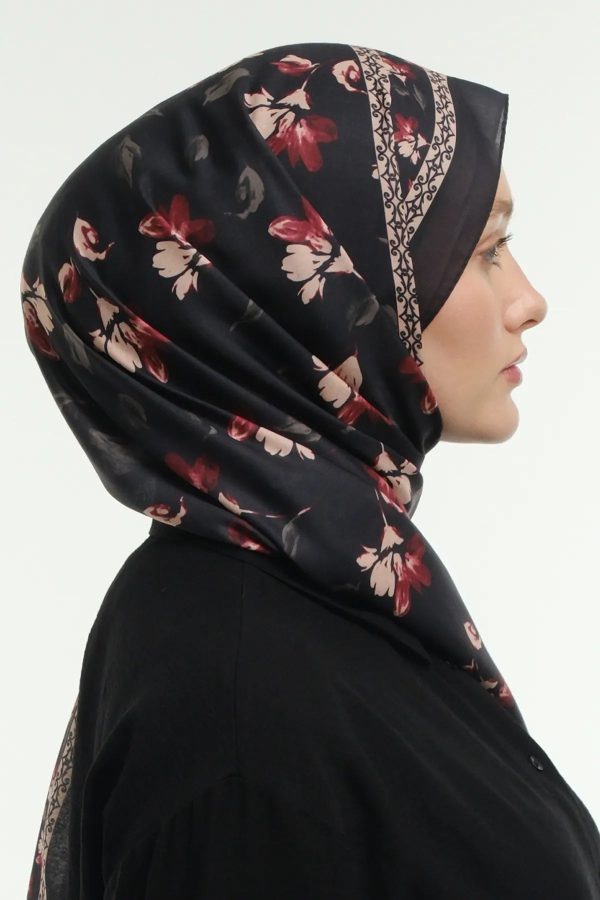Rosel Desen Şal - Siyah