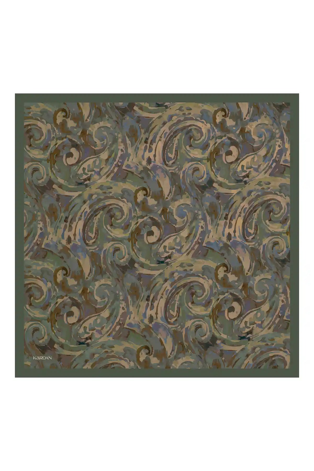 Spiral Desenli Yeşil Eşarp - Görsel 5