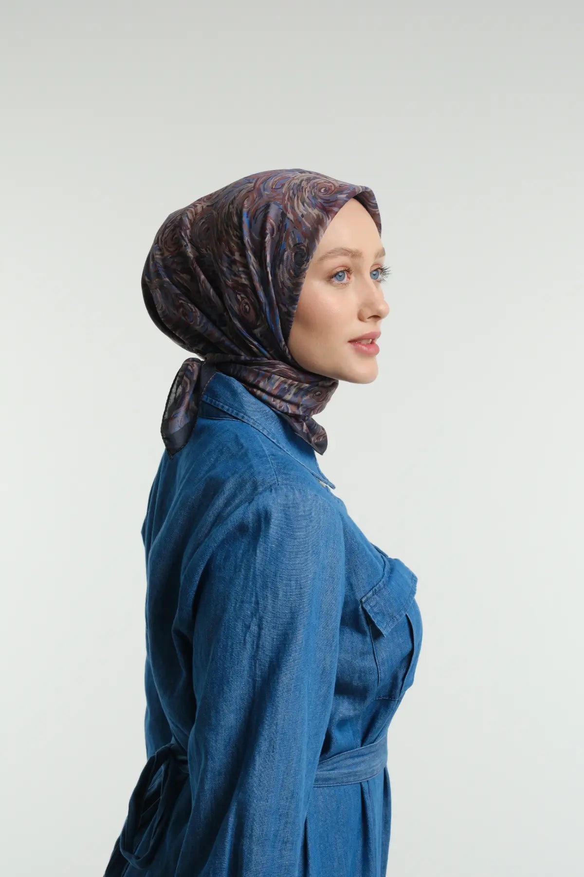 Vera Desenli Nefti Yeşili Eşarp - Görsel 4